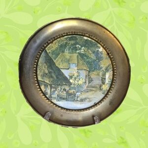 4 Brass Wall Plates Metal Filigree Hologram